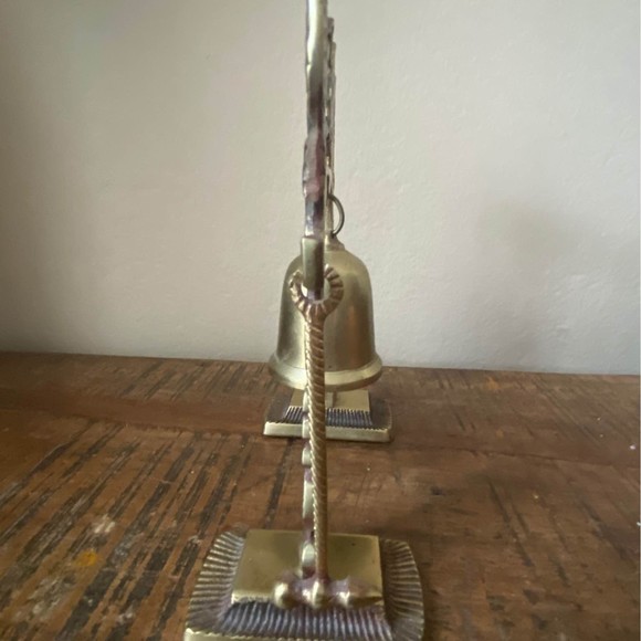 Vintage Chinese Brass Bell on Ornate Dragon Arch with Mallet - Picture 7 of 7